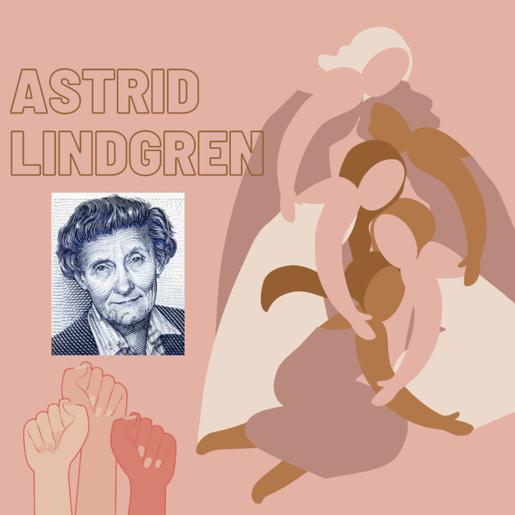 Portrait Astrid Lindgren, sich umarmende Frauen