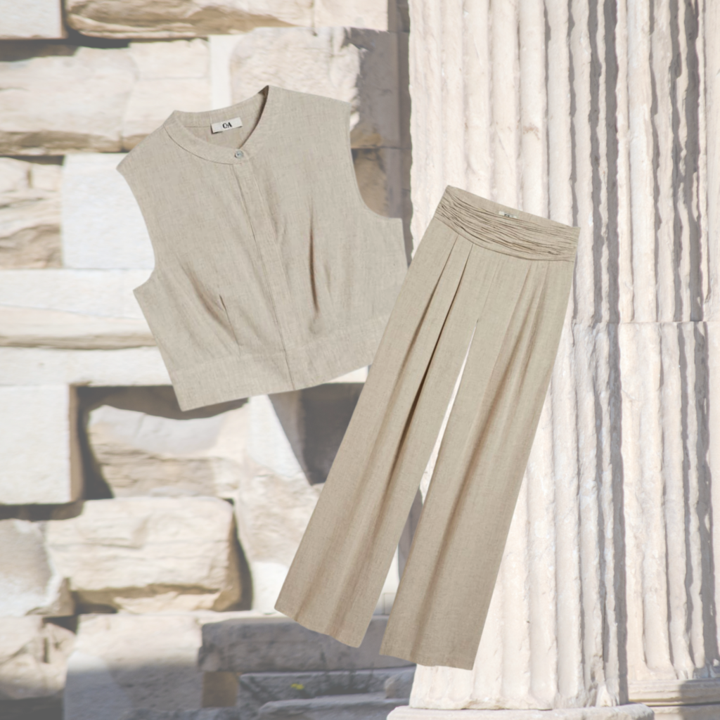 sommer-outfit, leinen, beige, minimalistisch, tirolerin, sommer 2023, C&A