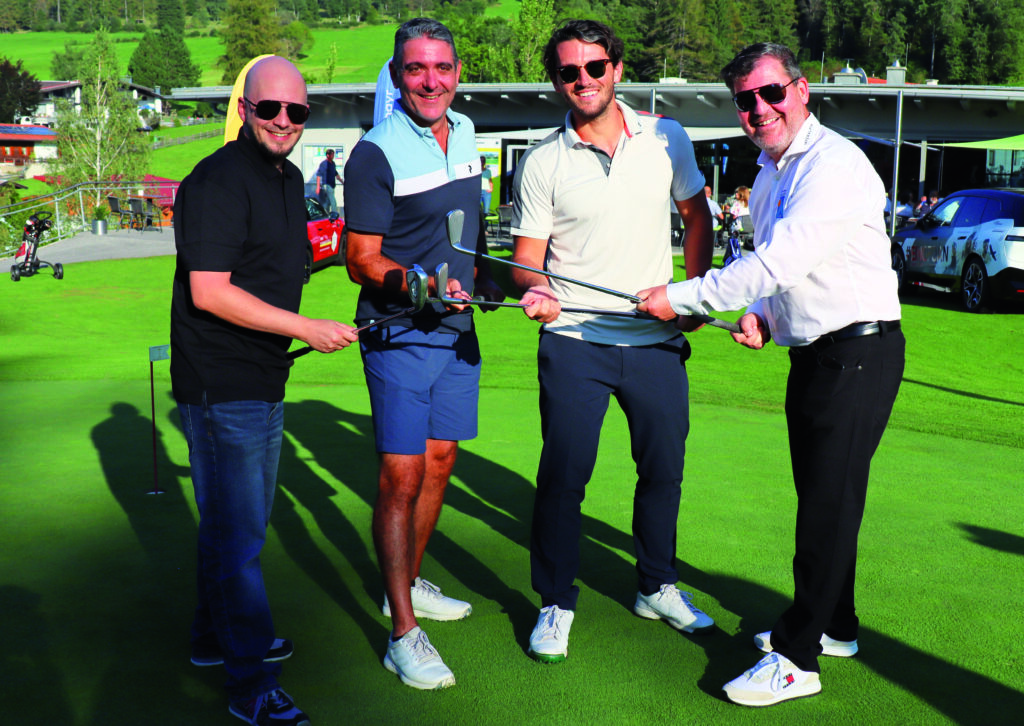 Interalpin Golftrophy: Hendrik Schütte (Doppelmayr), Arno Hafner (TEchnoAlpin), Manuel Bellutti und Stefan Kleinlercher (CMI)