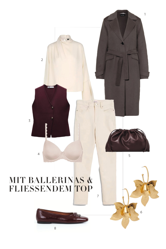 Skinny Jeans stylen: Mit Ballerinas und fließendem Top