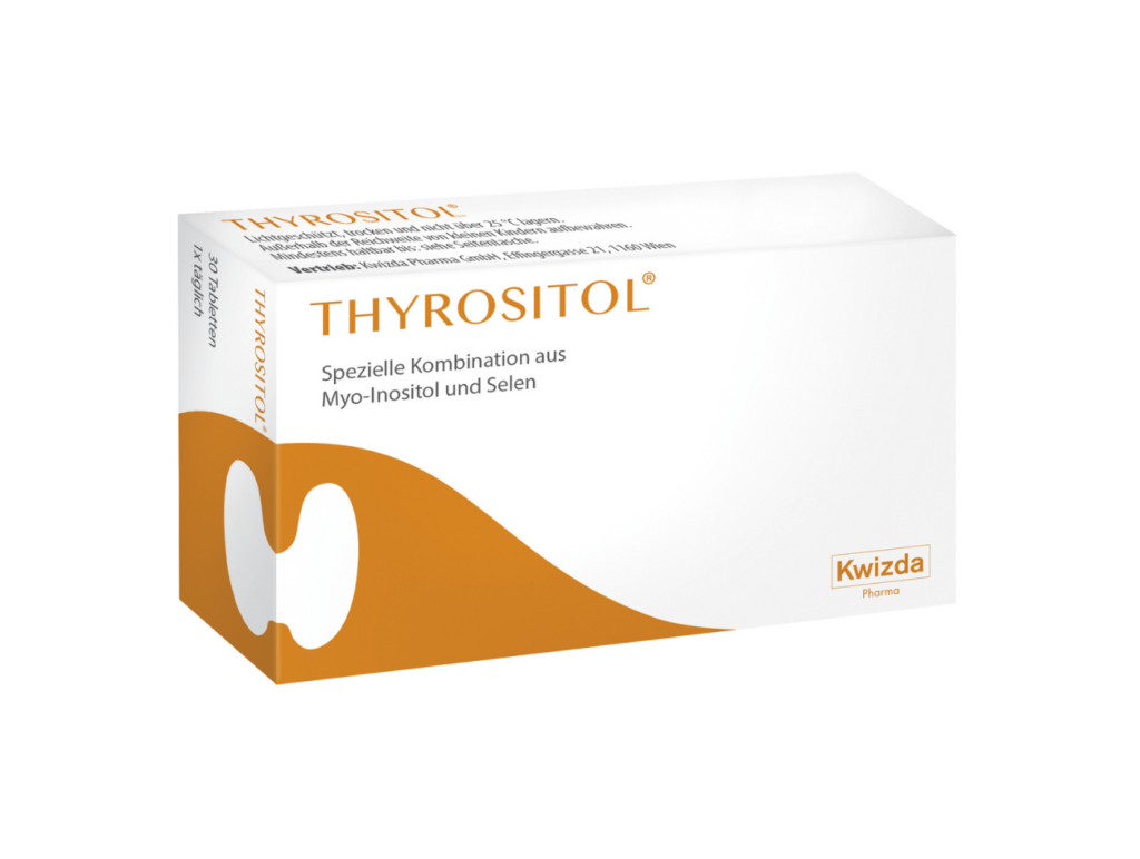 thyrositol von kwizda pharma: Verpackungsbild; Zur Unterstützung der Schilddrüse