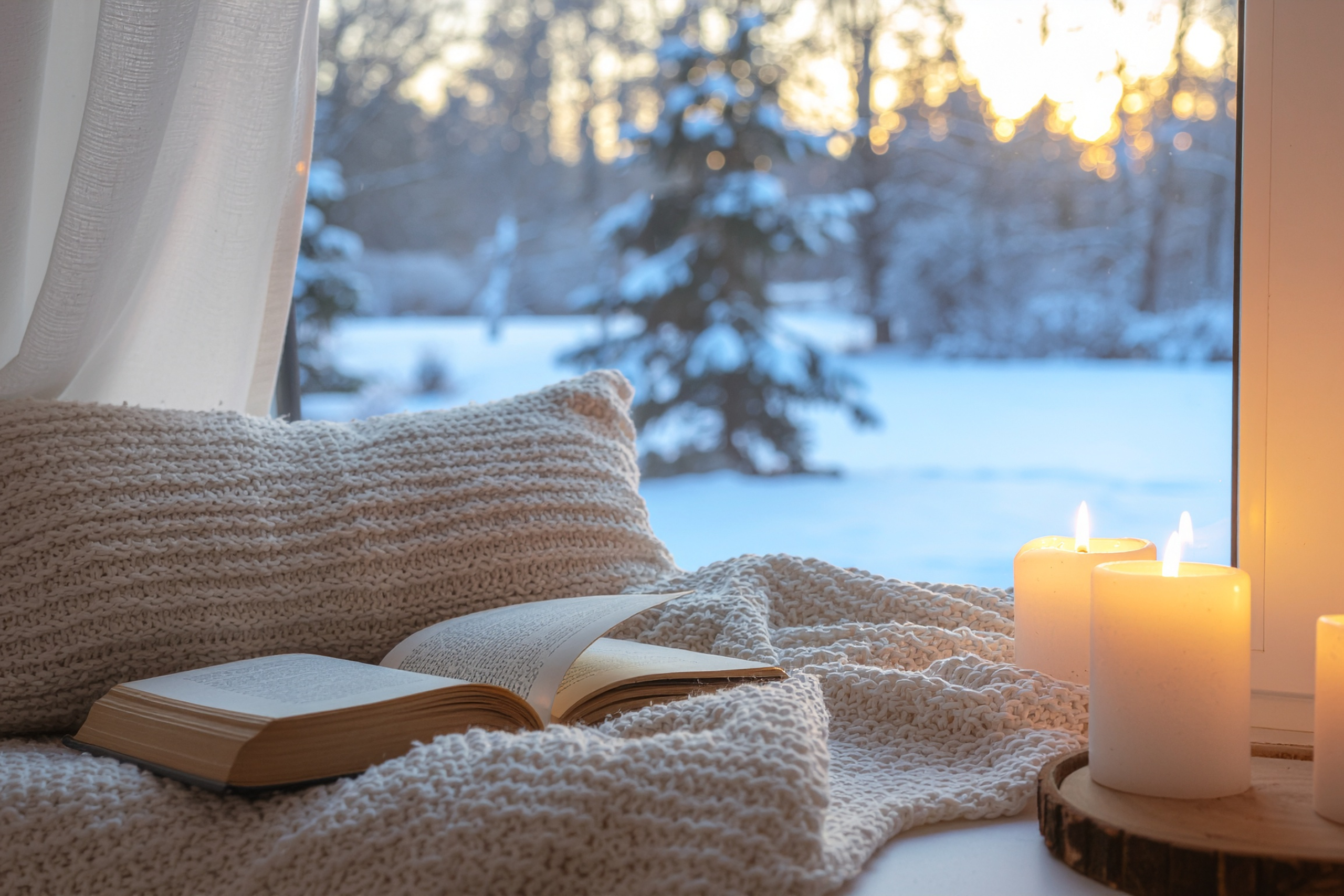cozy Atmosphäre, Winter, Jänner, mental health, Kerzen, buch, gemütlich