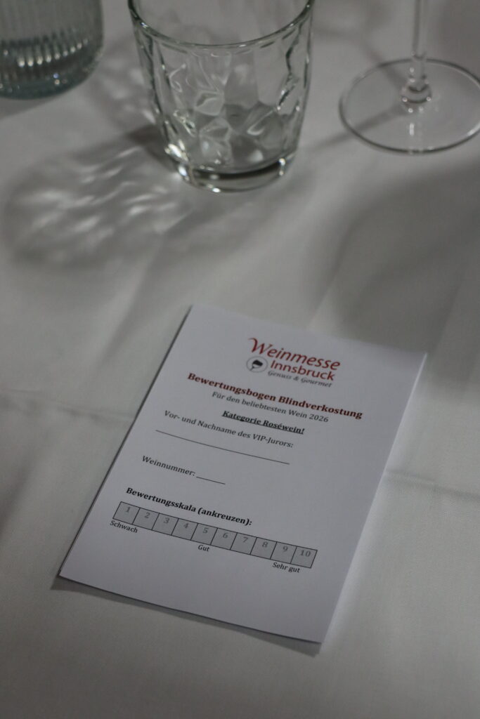 Blindverkostung Austria Trend Hotel 2026, Weinmesse Innsbruck